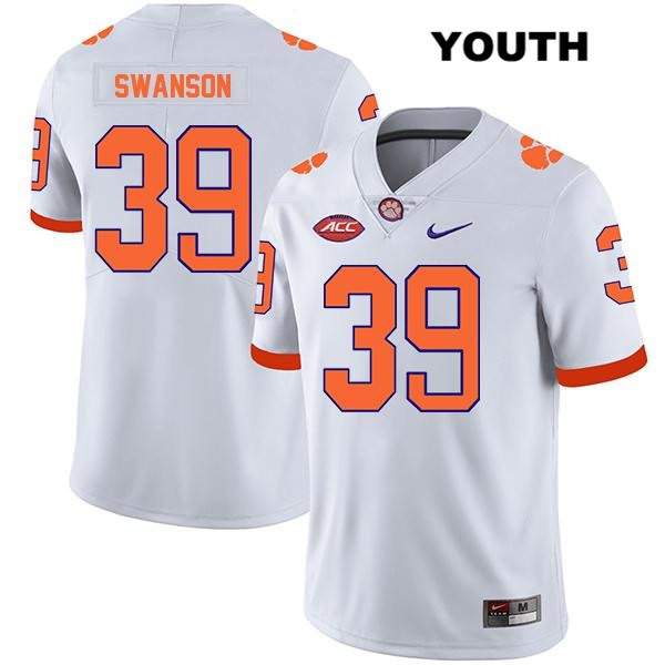 Youth Clemson Tigers #39 Aidan Swanson Stitched White Legend Authentic Nike NCAA College Football Jersey UHG4546TT